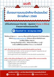 ประชาสัมพันธ์สำหรับนักศึกษาใหม่ ปีการศึกษา 2569